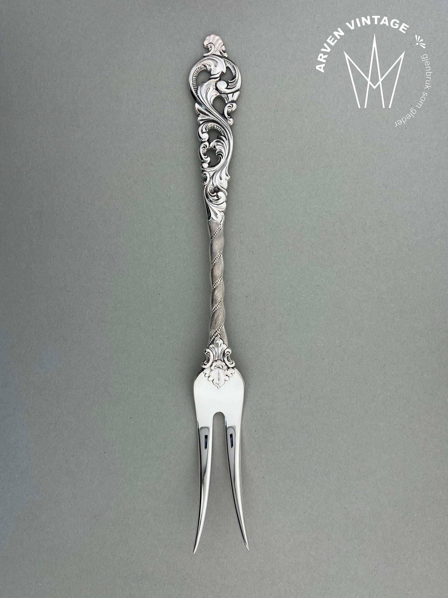 Vintage Double Rococo cold fork / tapas fork