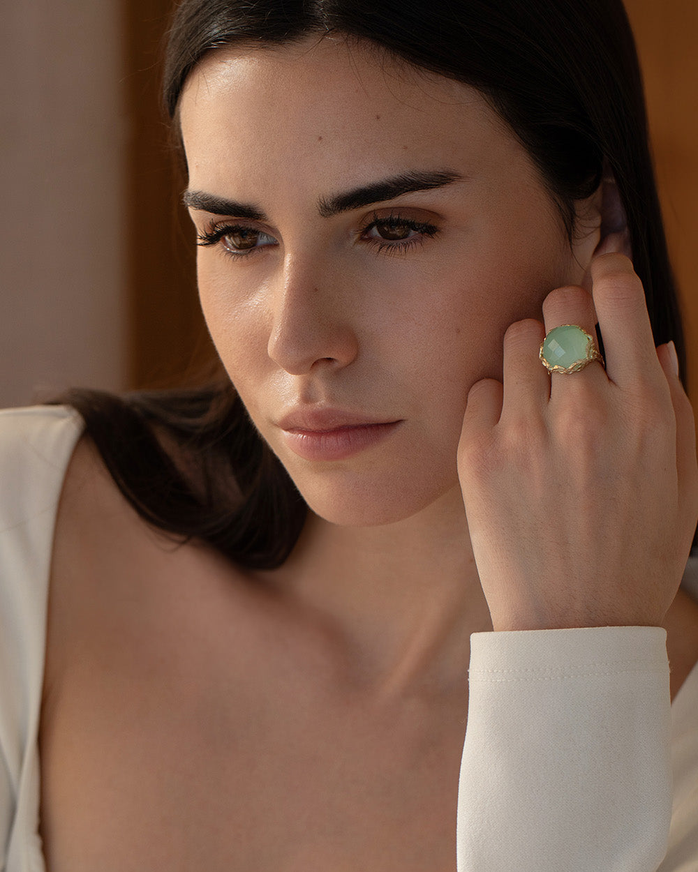 Bon Bon Royal ring faceted quartz aqua