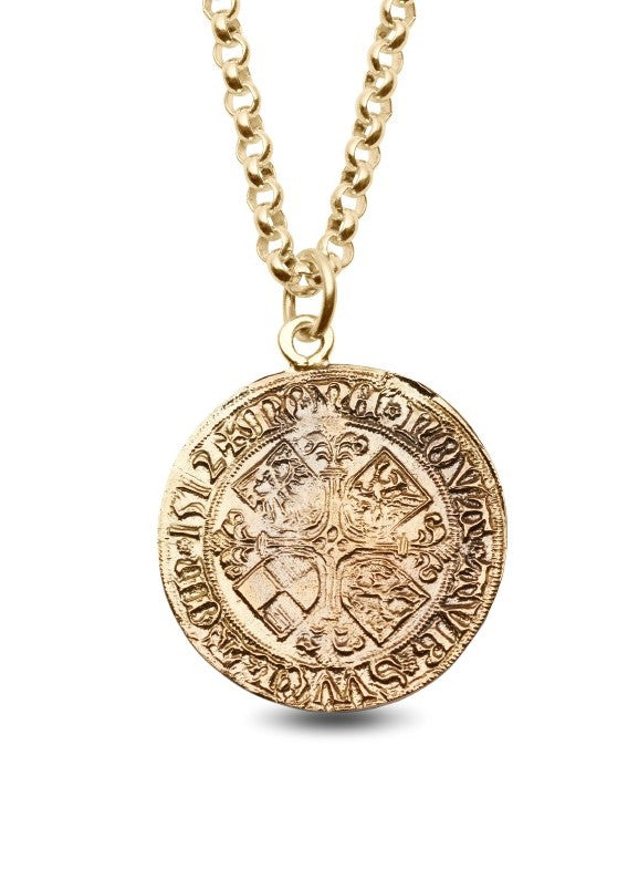 Bryggen coin pendant in gilt silver with chain