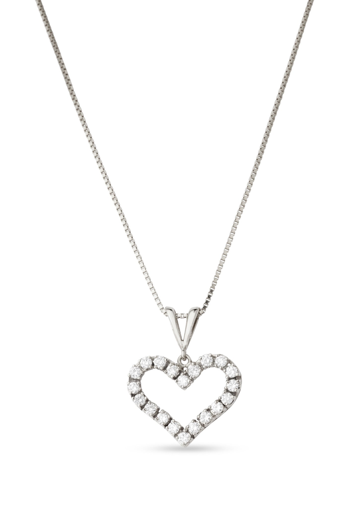 Diamanthjerte anheng i hvitt gull 0,80 ct