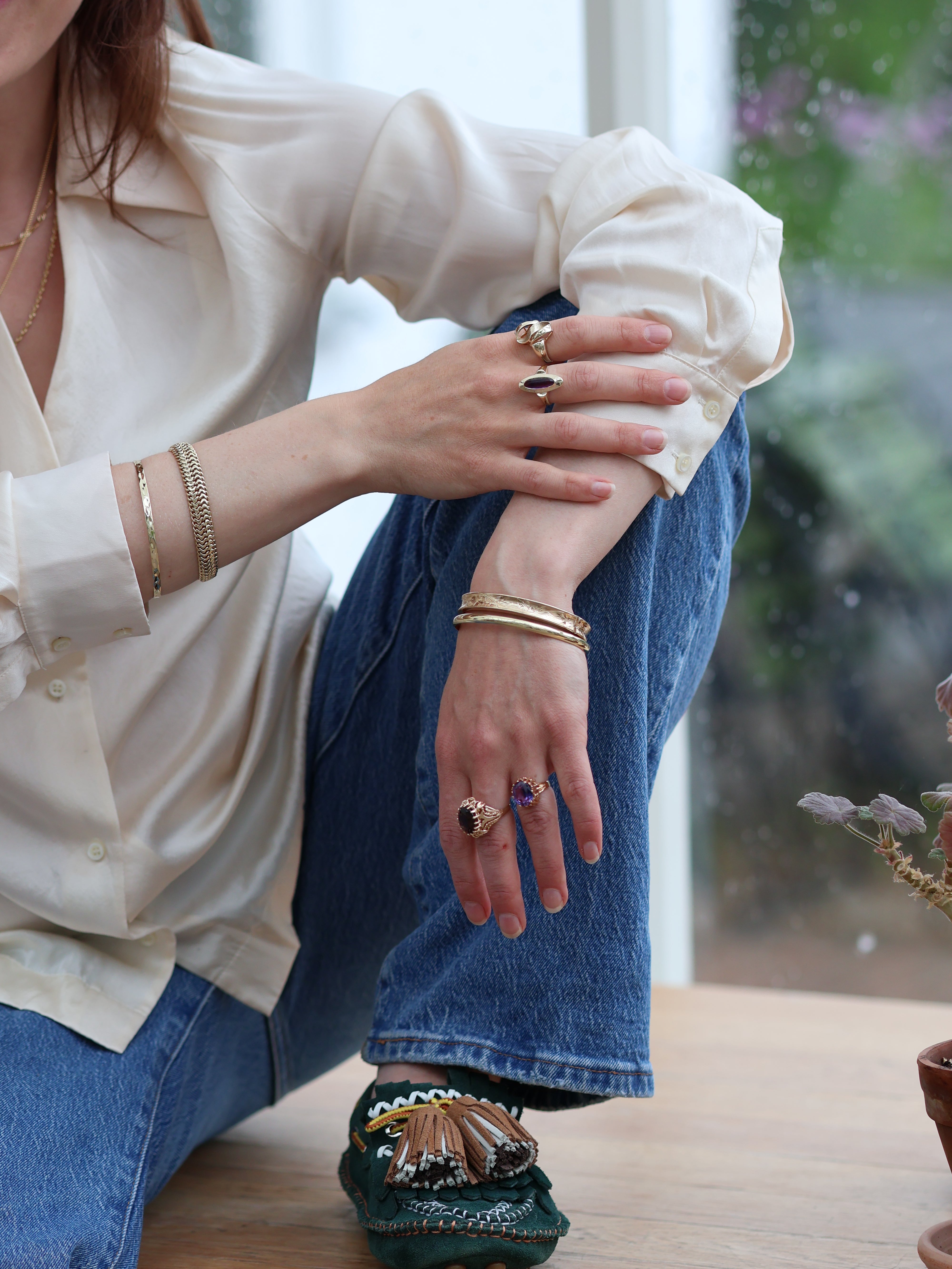 Vintage ring gult gull str 54