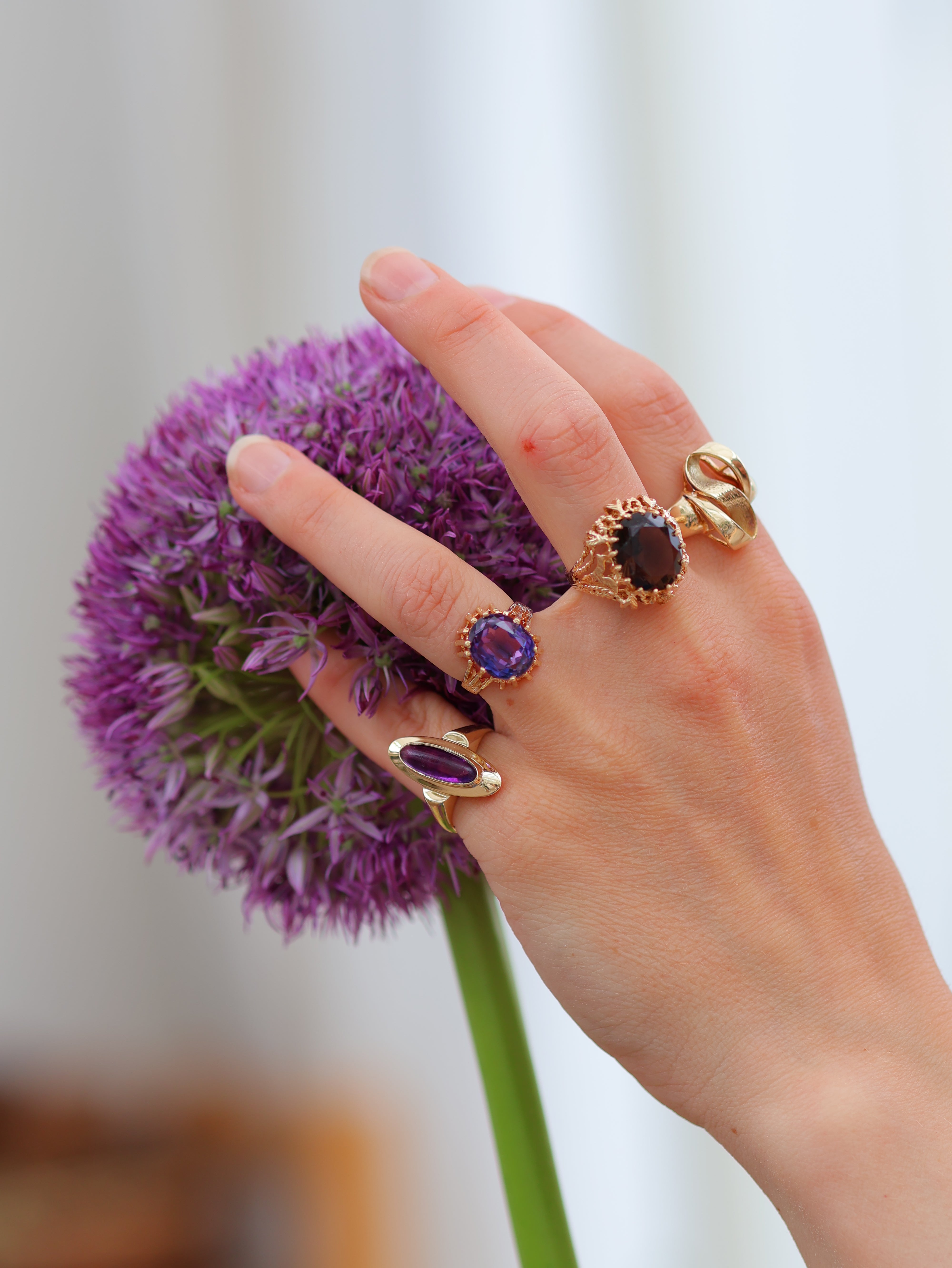 Vintage ring gult gull str 54
