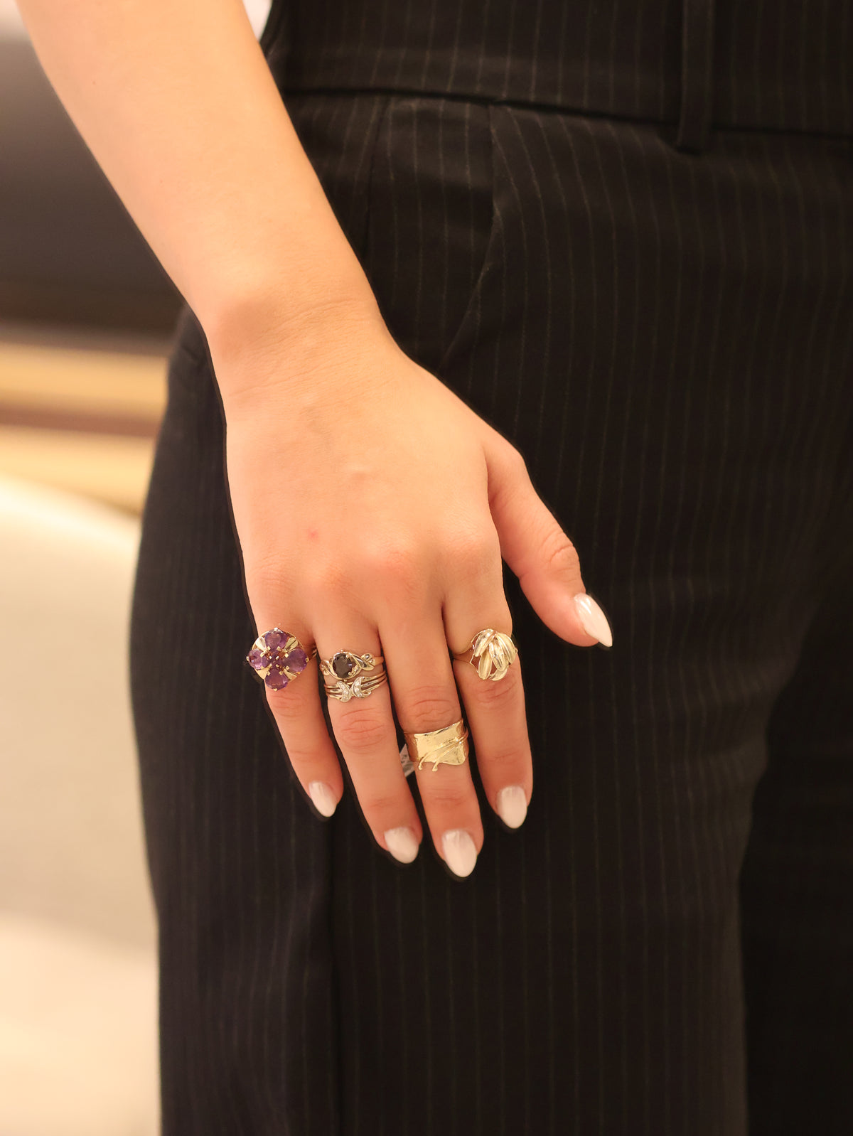 Vintage ring in yellow gold, size 55