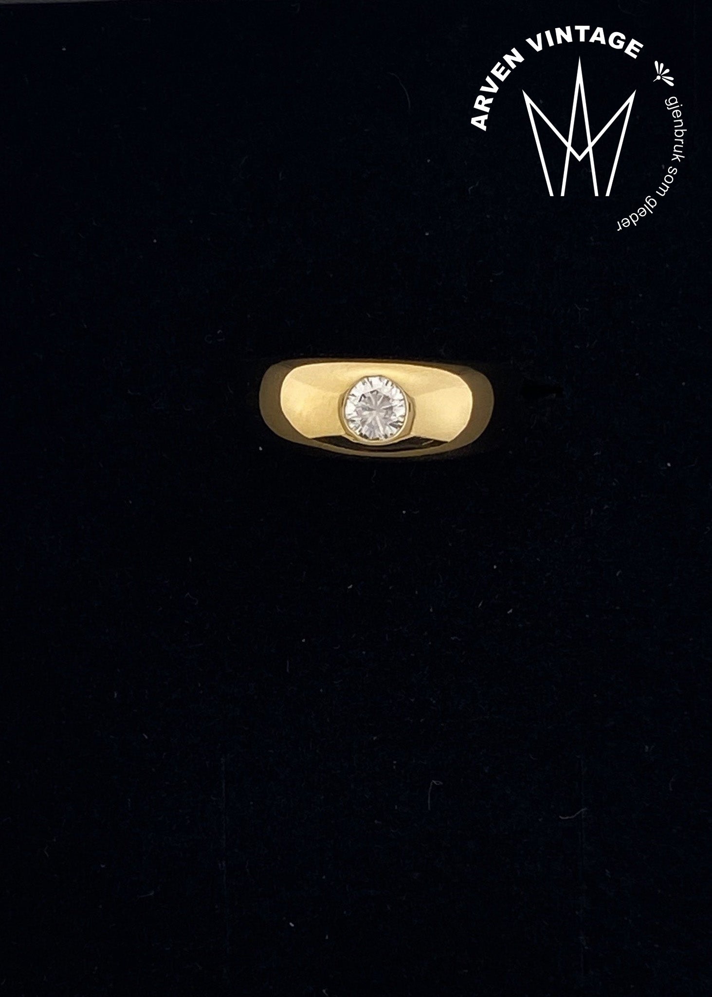 Vintage diamantring i 18K gult gull