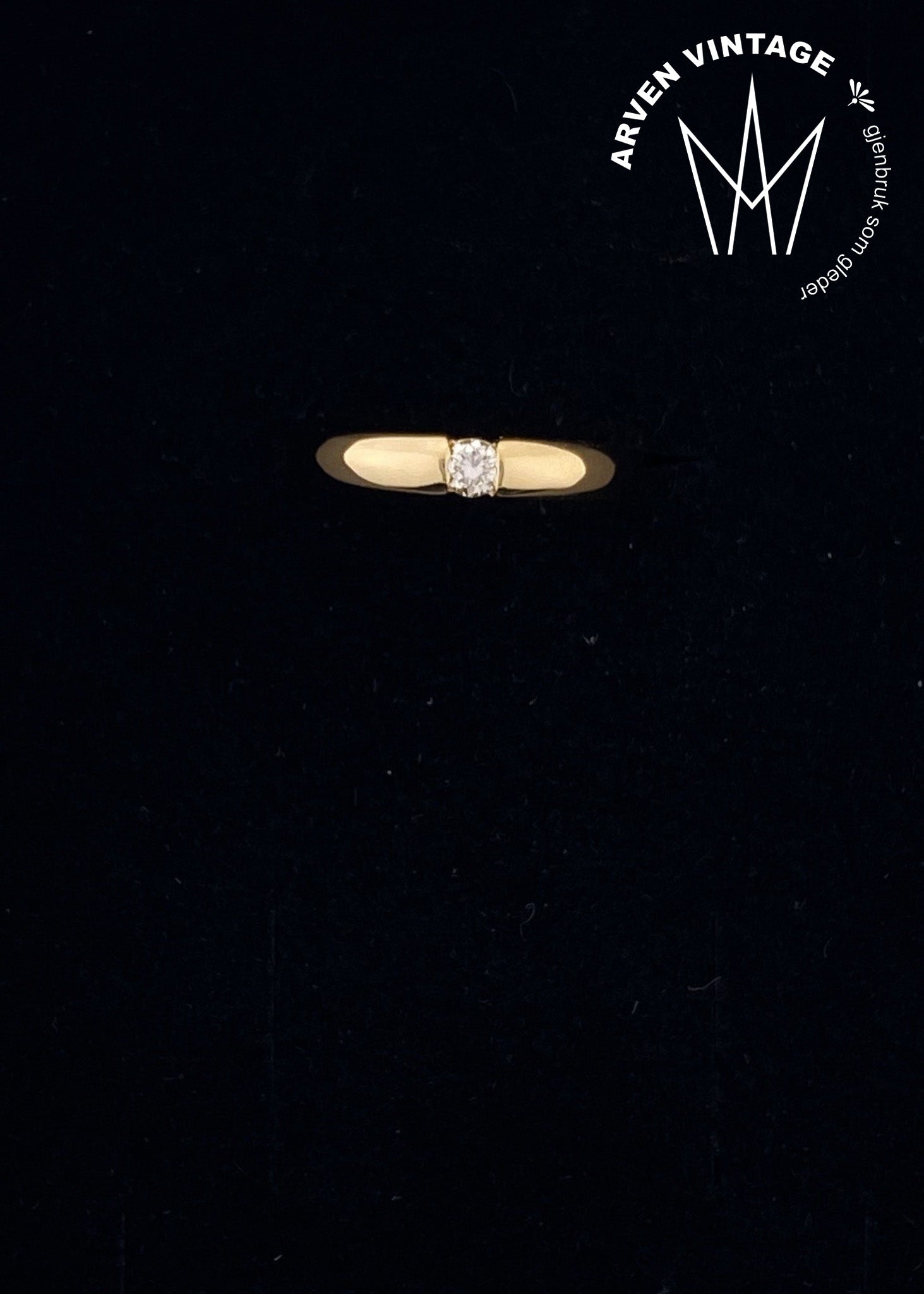 Vintage diamantring i 18K gult gull