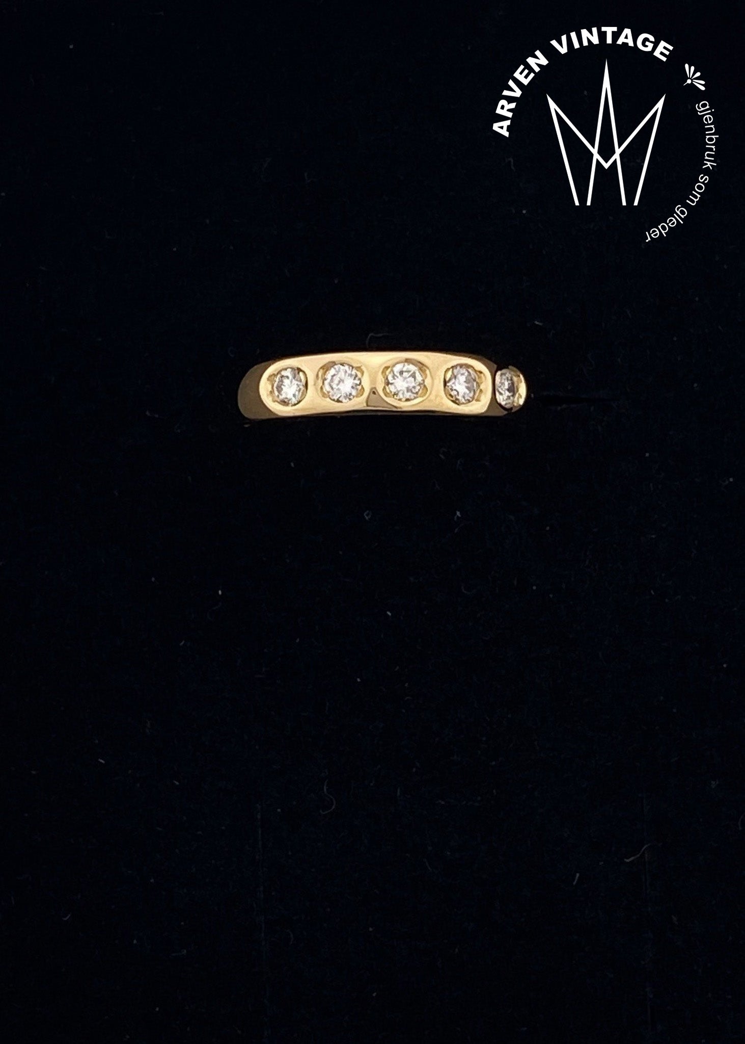 Vintage diamantring i 18K gult gull