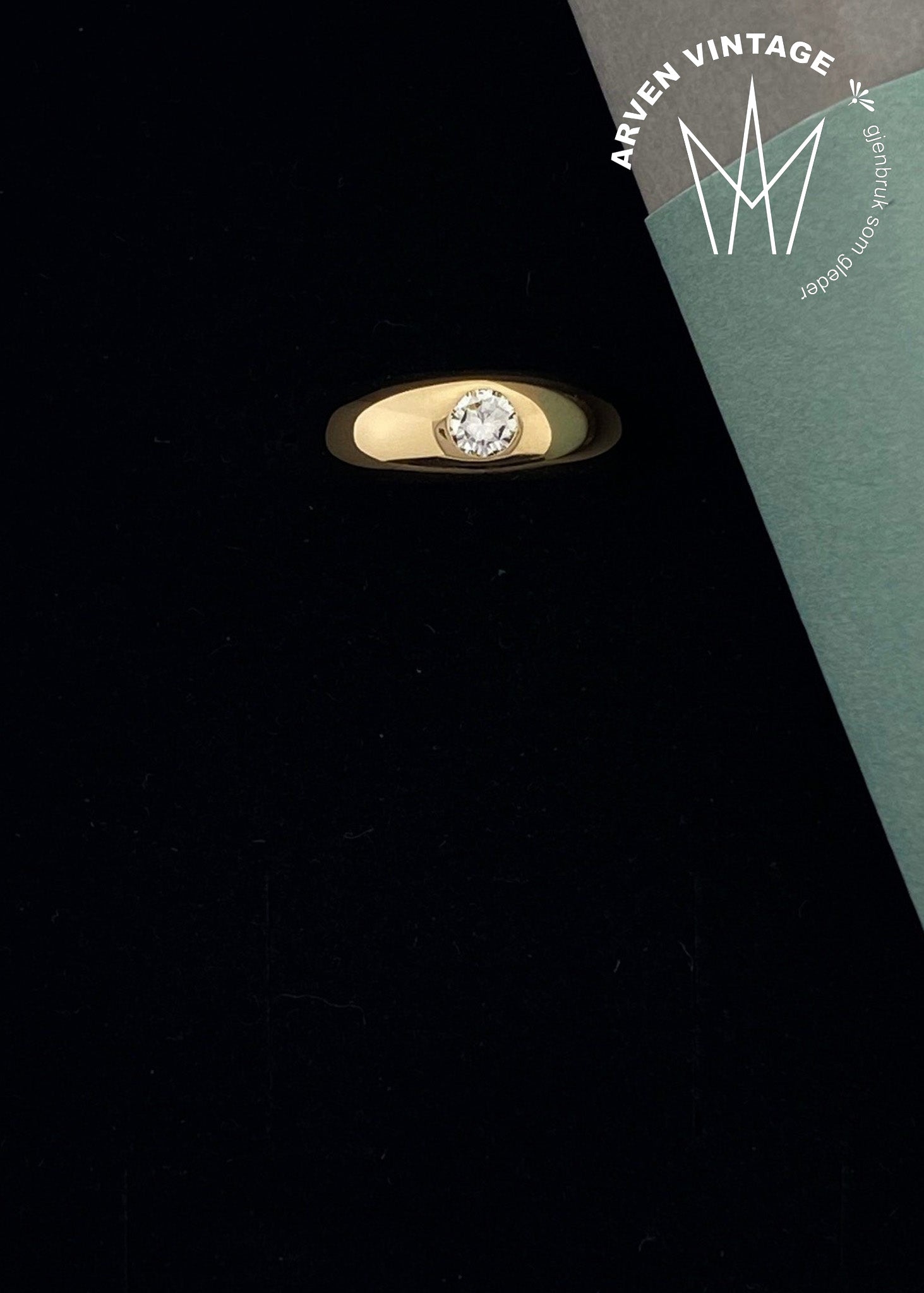 Vintage diamantring i 18K gult gull