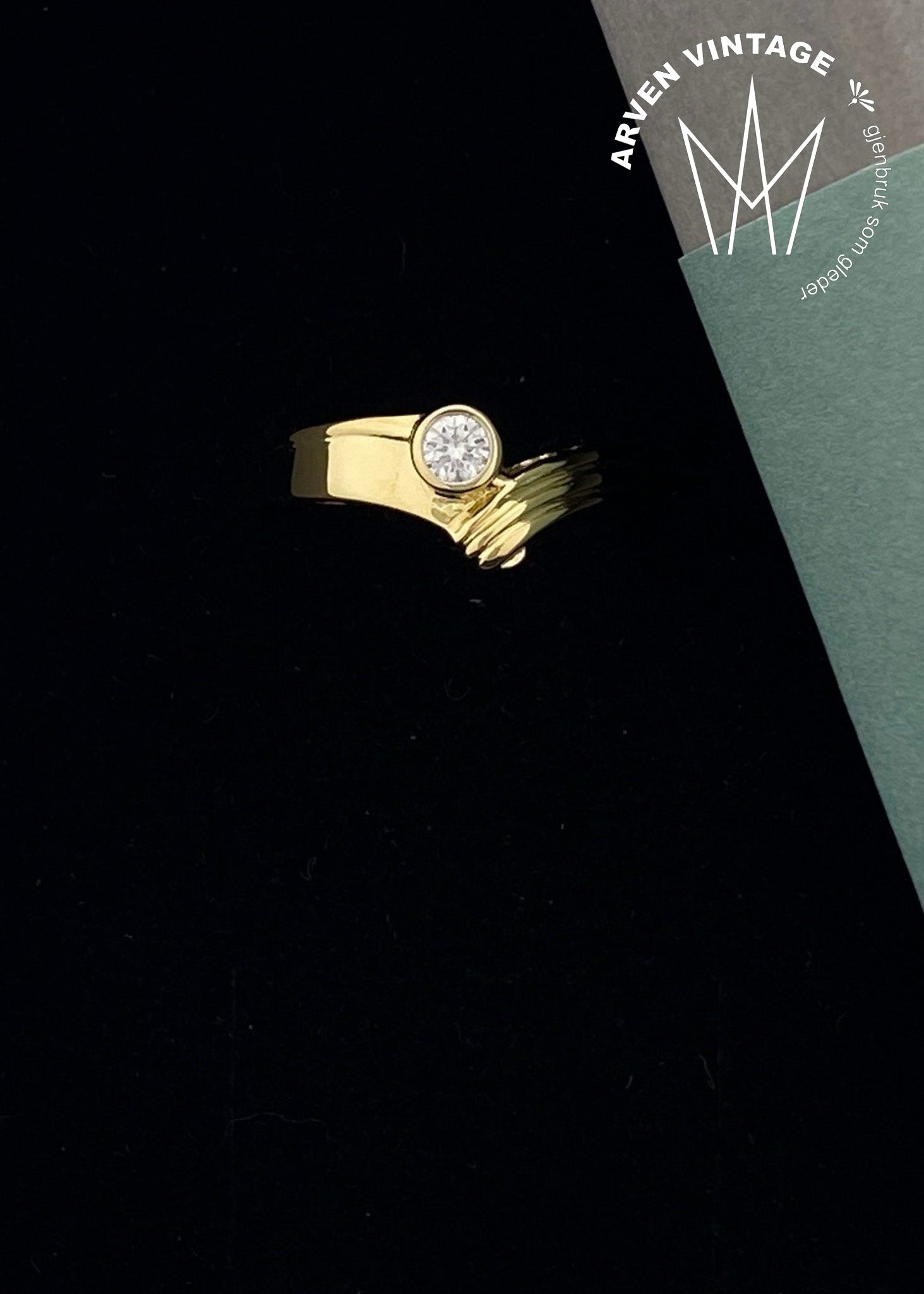 Vintage diamantring i 18K gult gull
