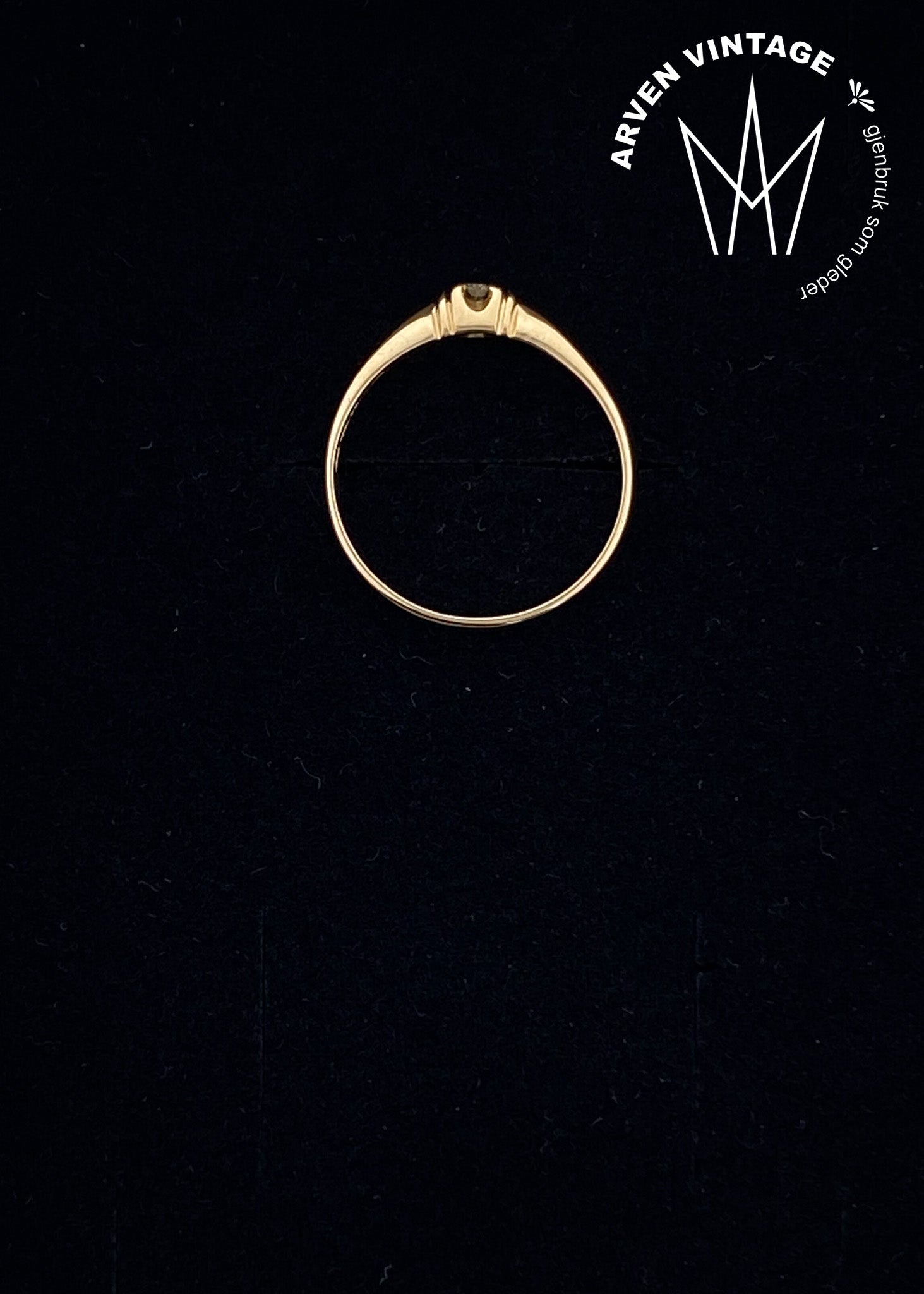 Vintage diamantring i gult gull