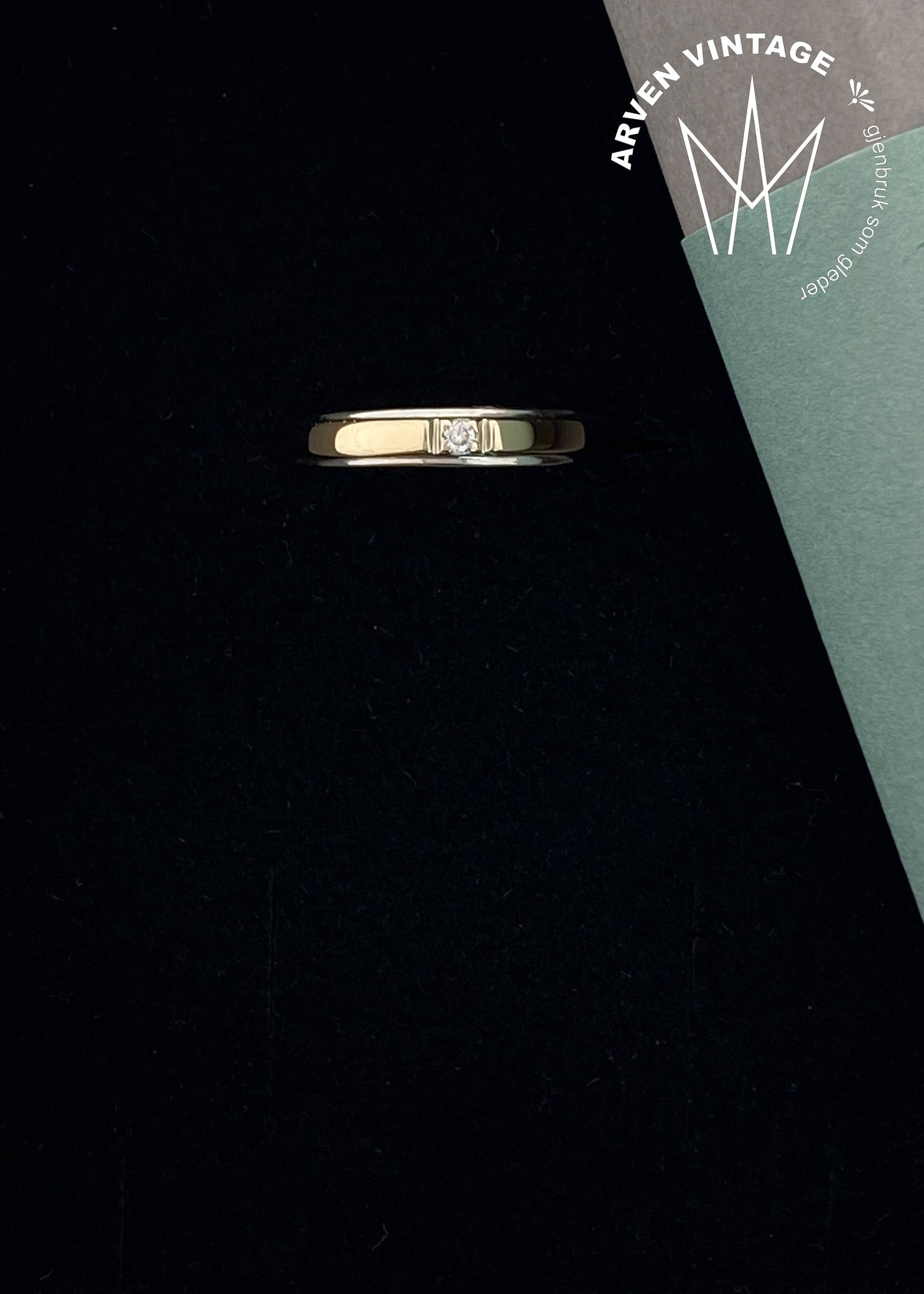 Vintage diamantring i gult gull