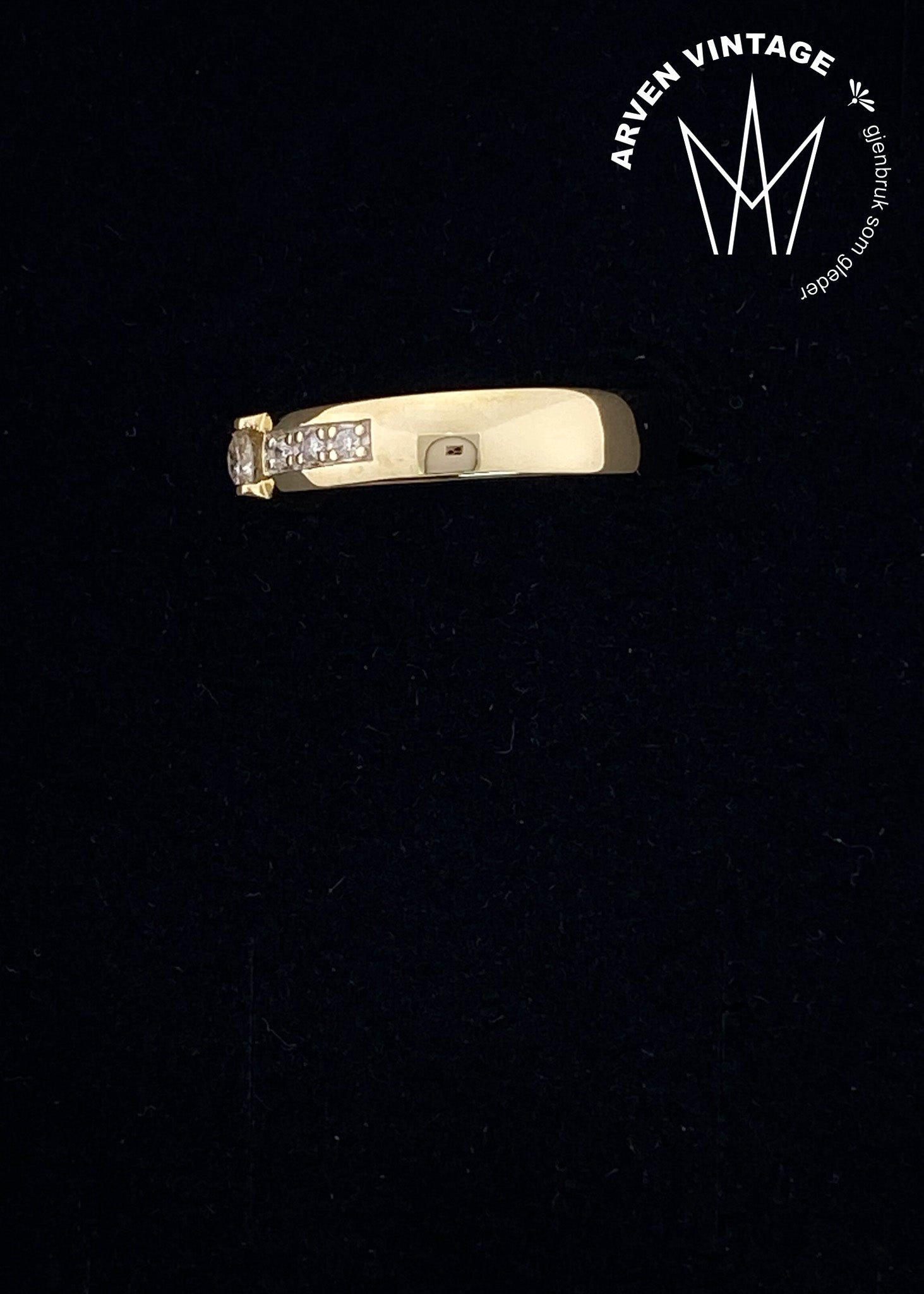 Vintage diamantring i gult gull