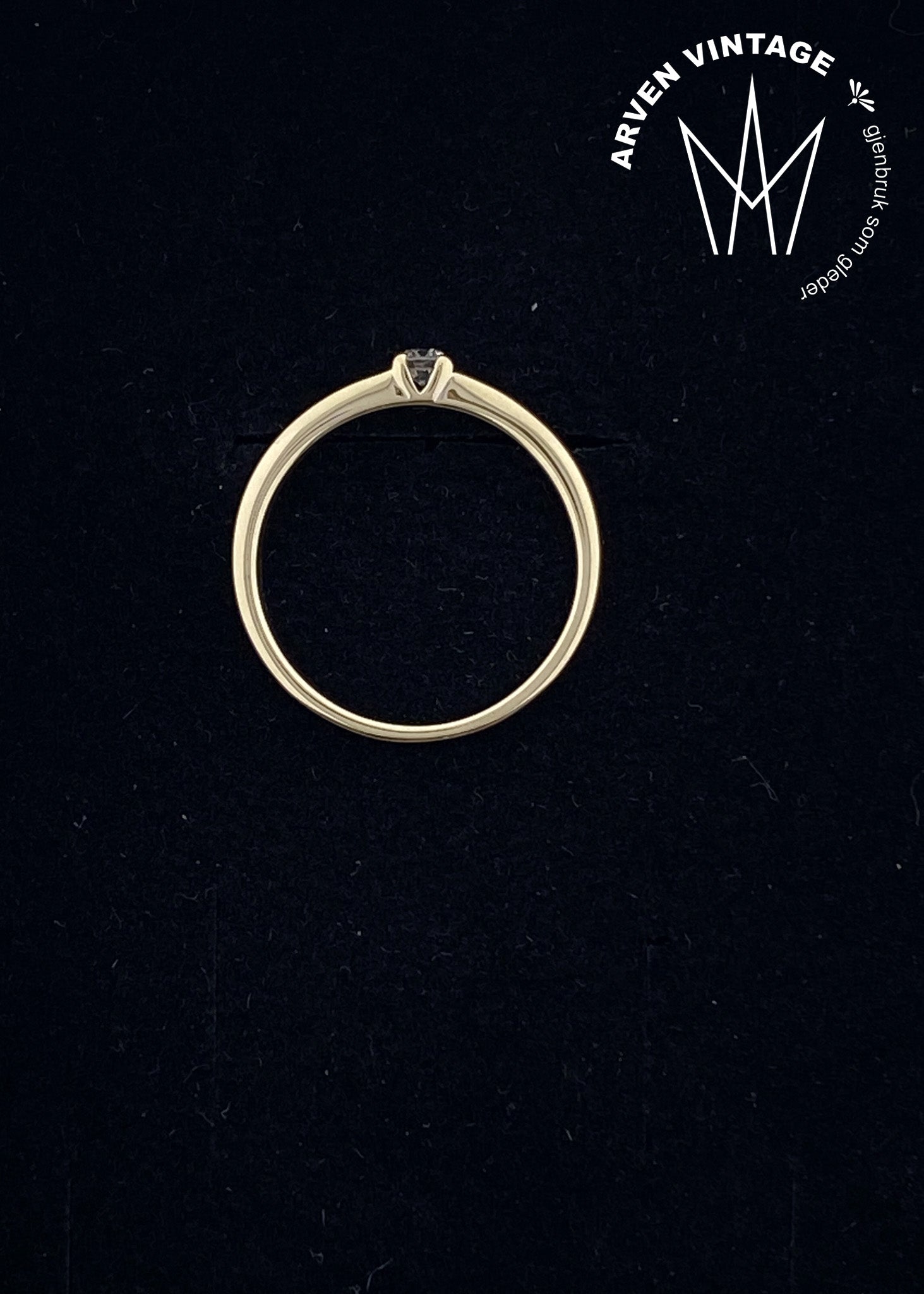 Vintage diamantring i gult gull