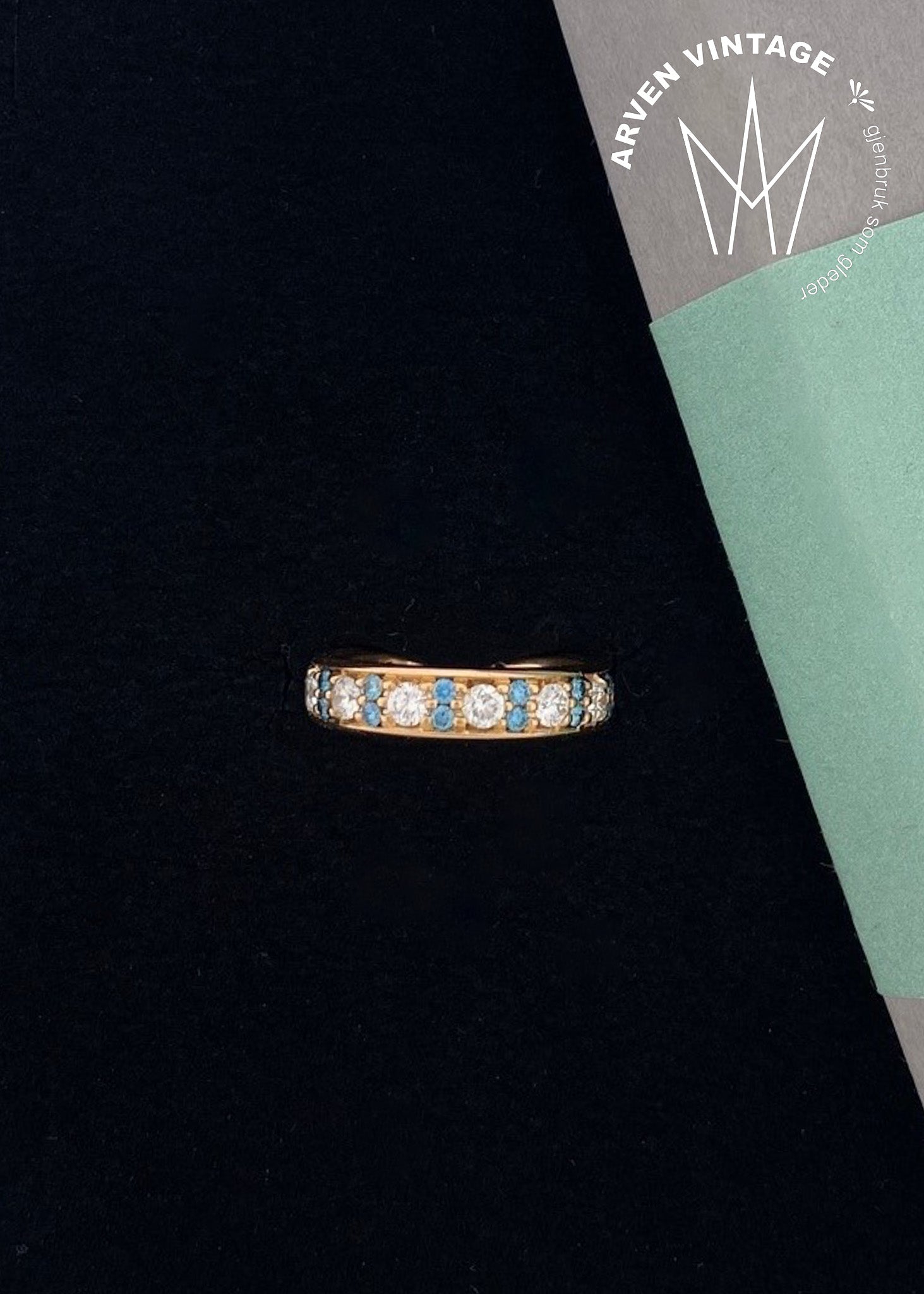 Vintage 18 k ring med diamanter str.57