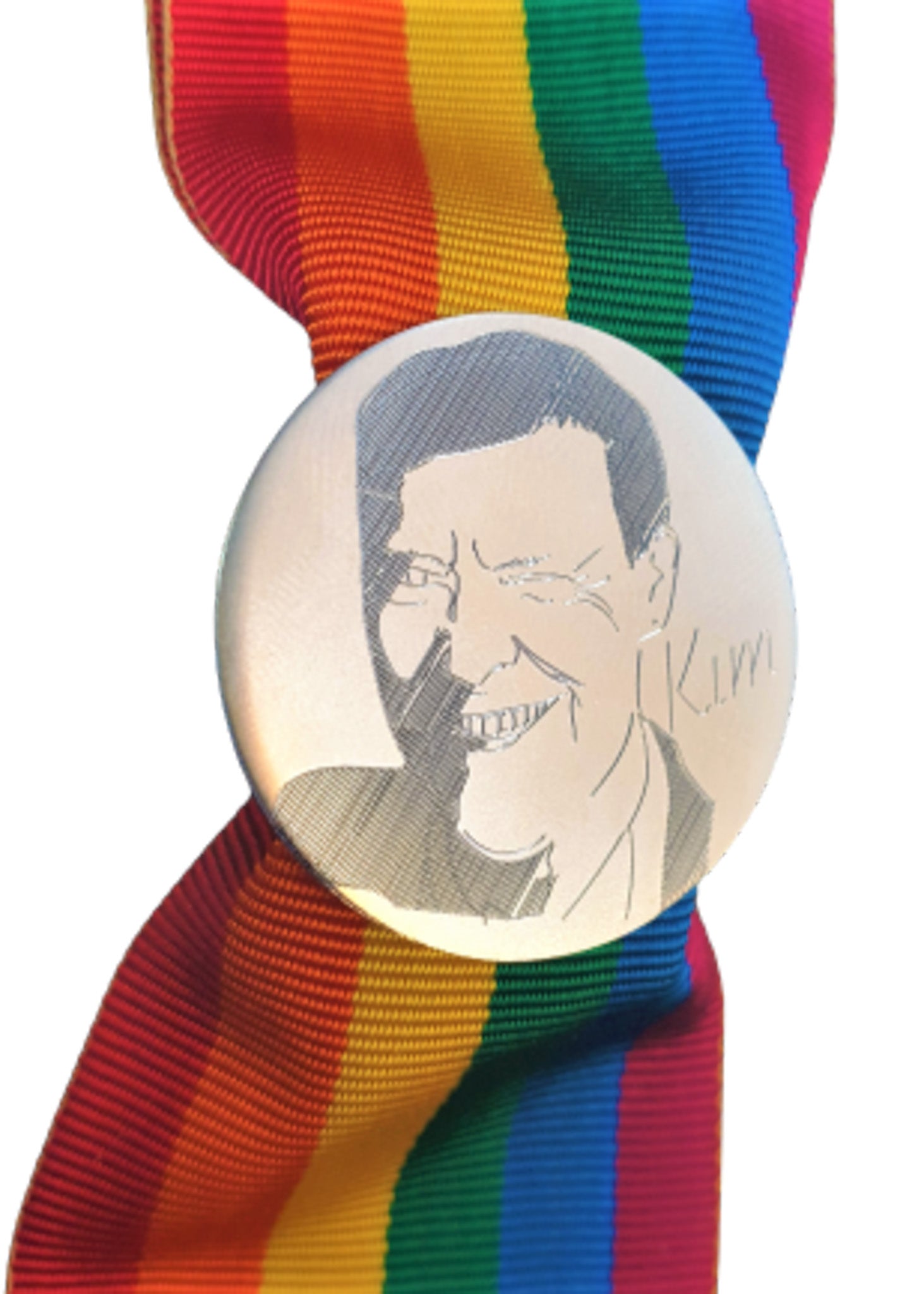 Pride festsløyfe med Kim Friele-portrett