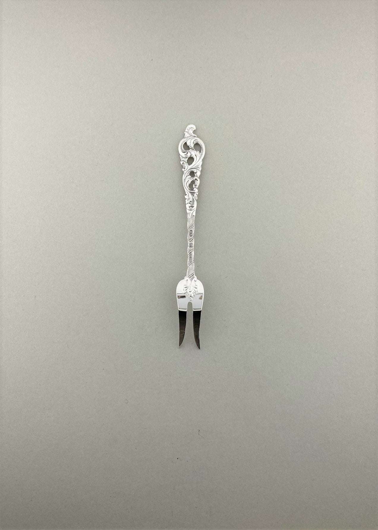 Vintage Double Rococo lemon fork / small tapas fork