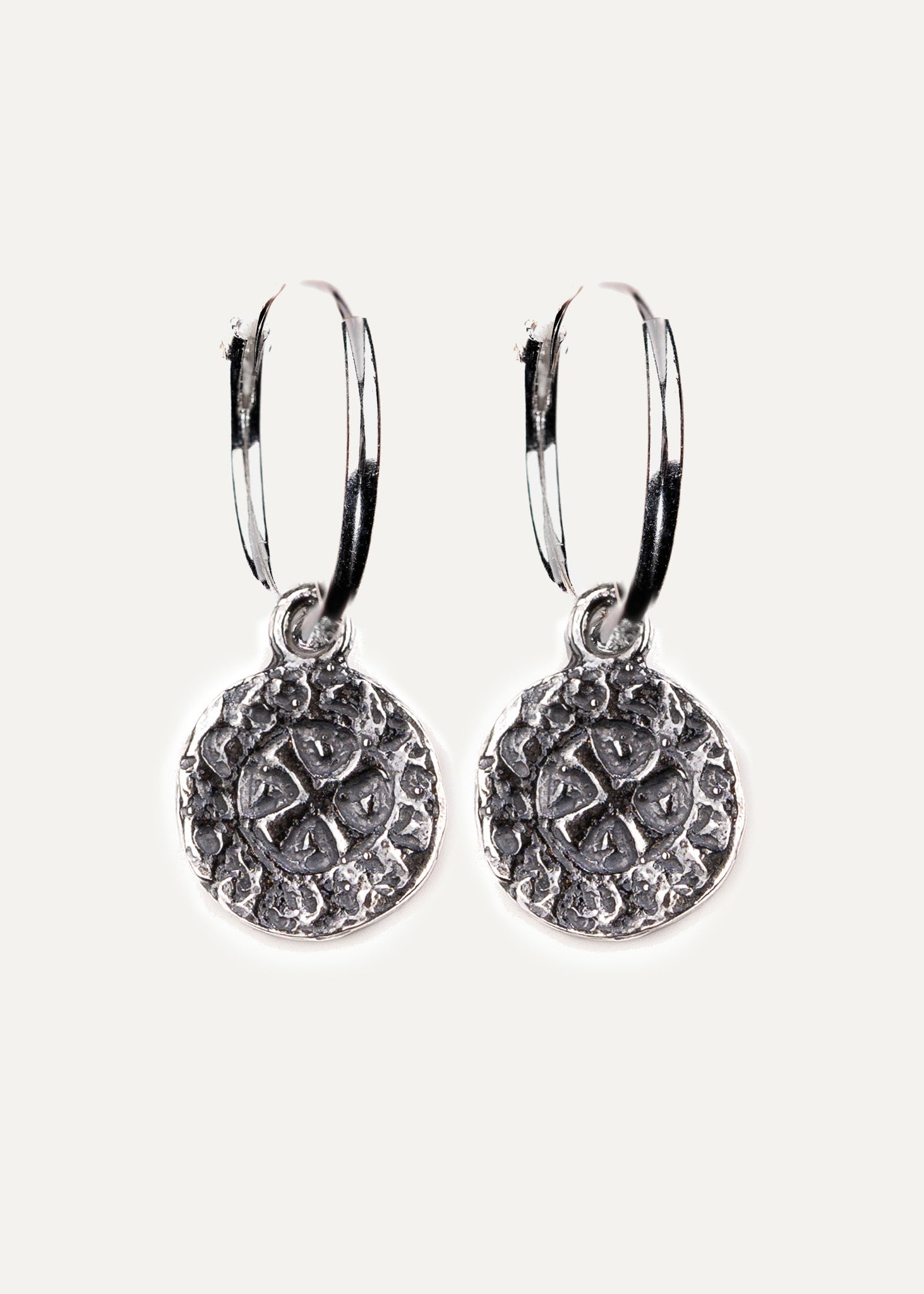 Quarter penny earrings oxidized silver