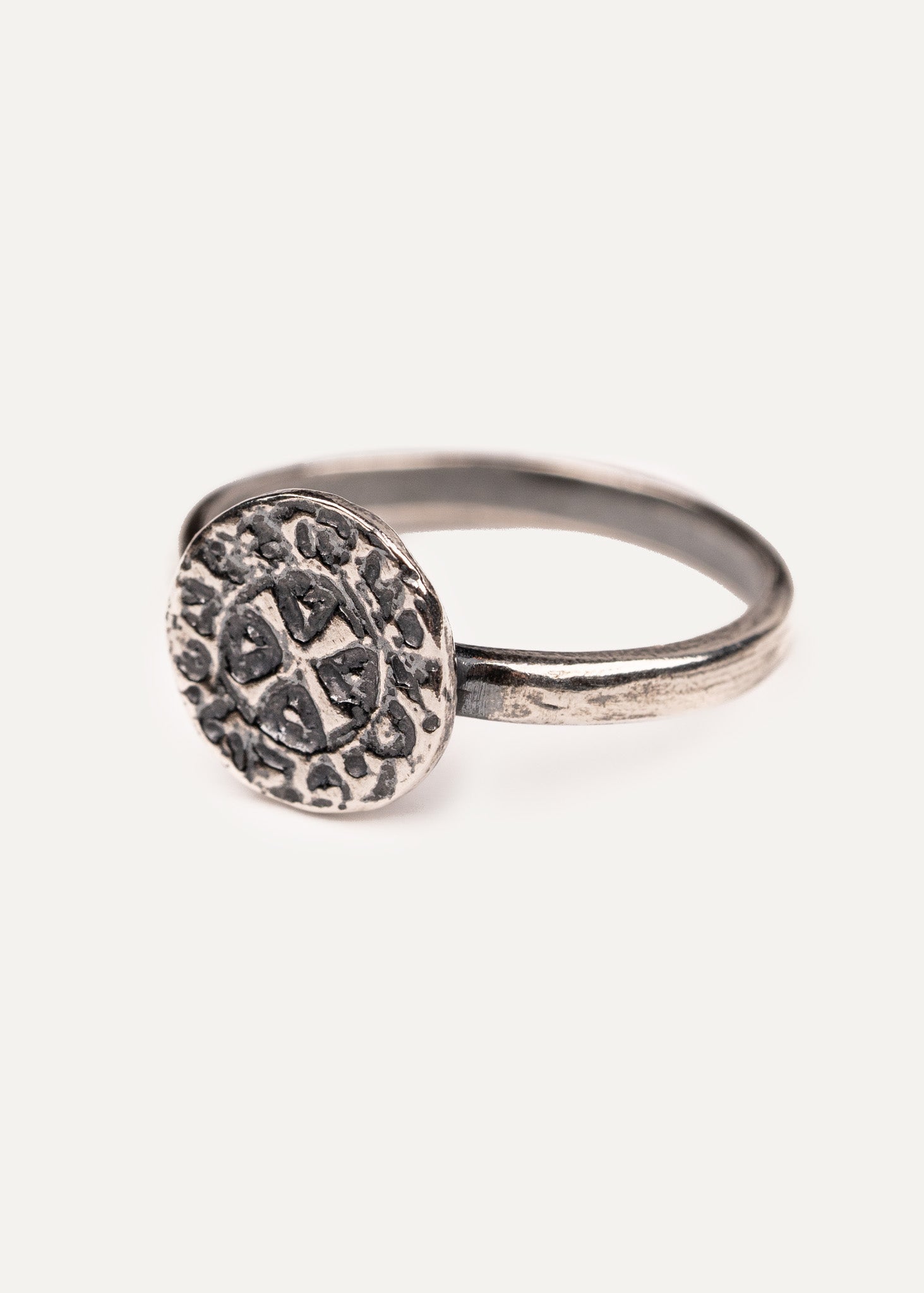 Quarter penny ring oxidized silver