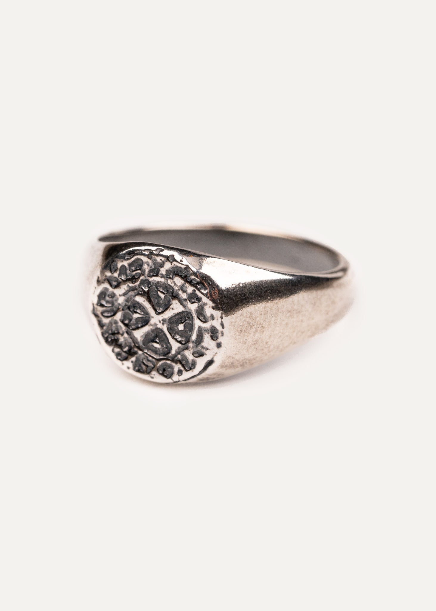 Quarter penny signet ring oxidized silver