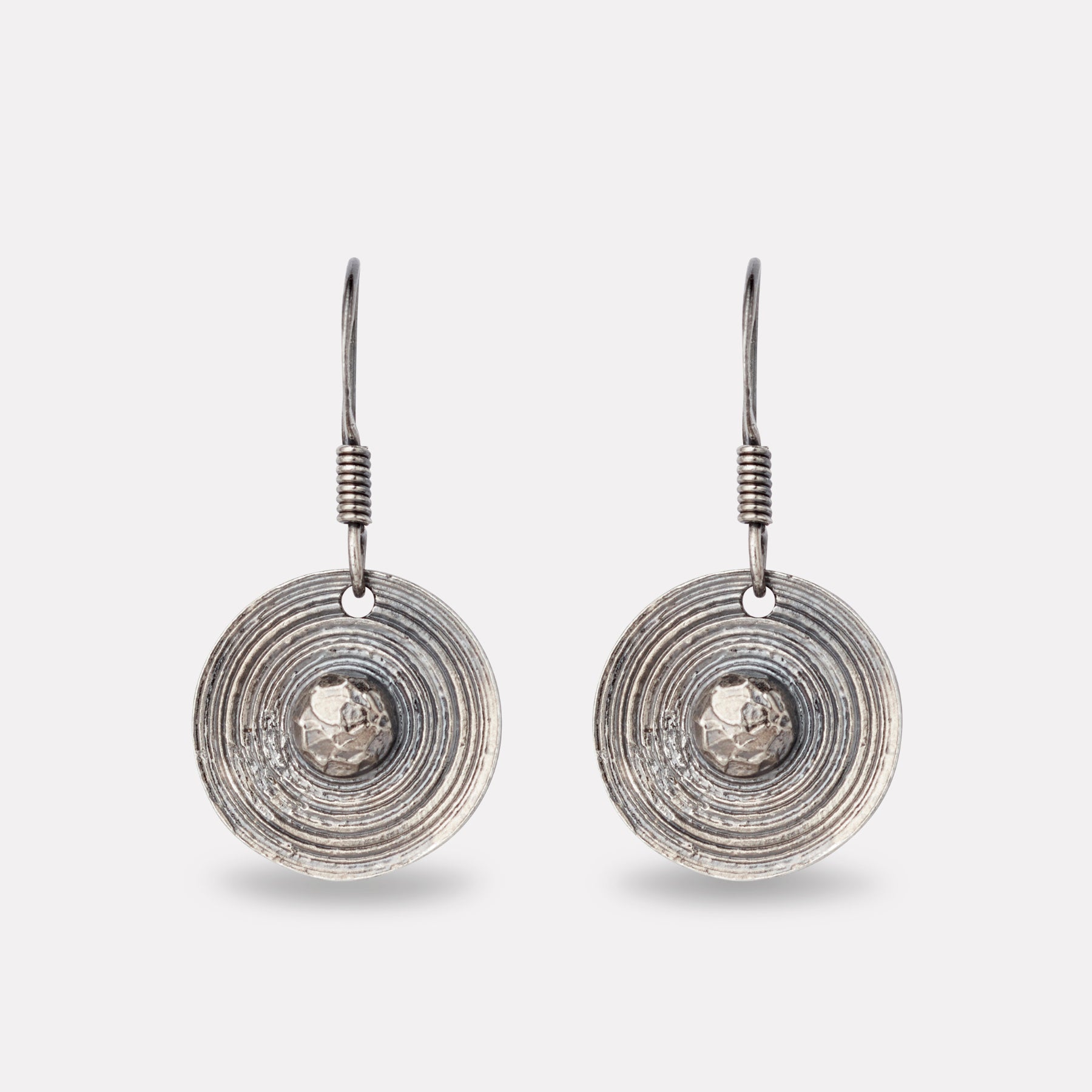 Viking shield earrings in oxidized silver