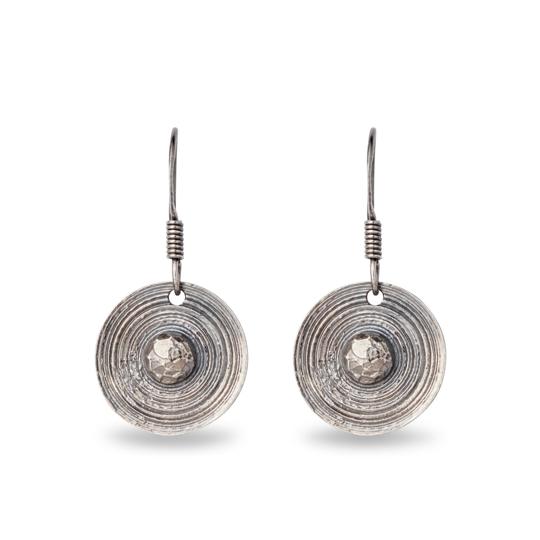 Viking shield earrings in oxidized silver