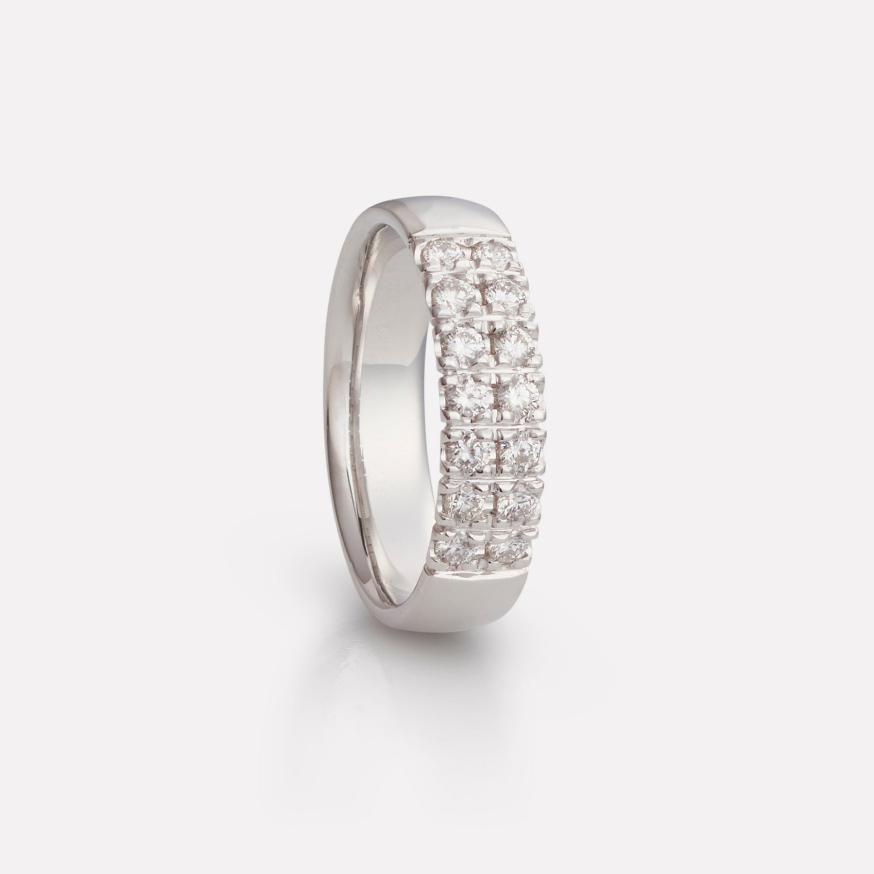 Two row diamond ring 0.42 ct in white gold 