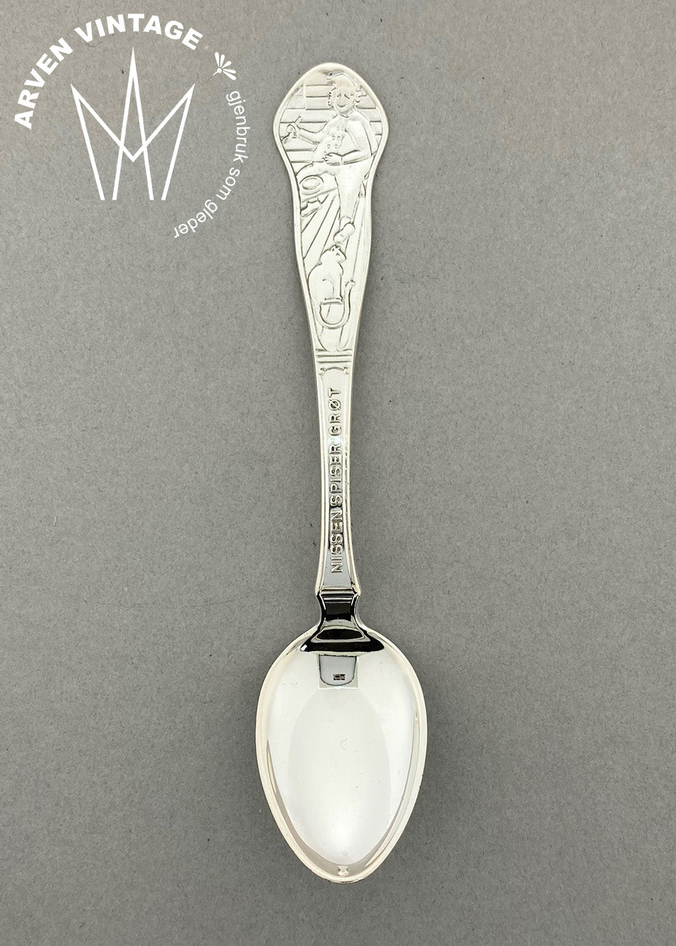 Vintage Santa eats porridge baby spoon