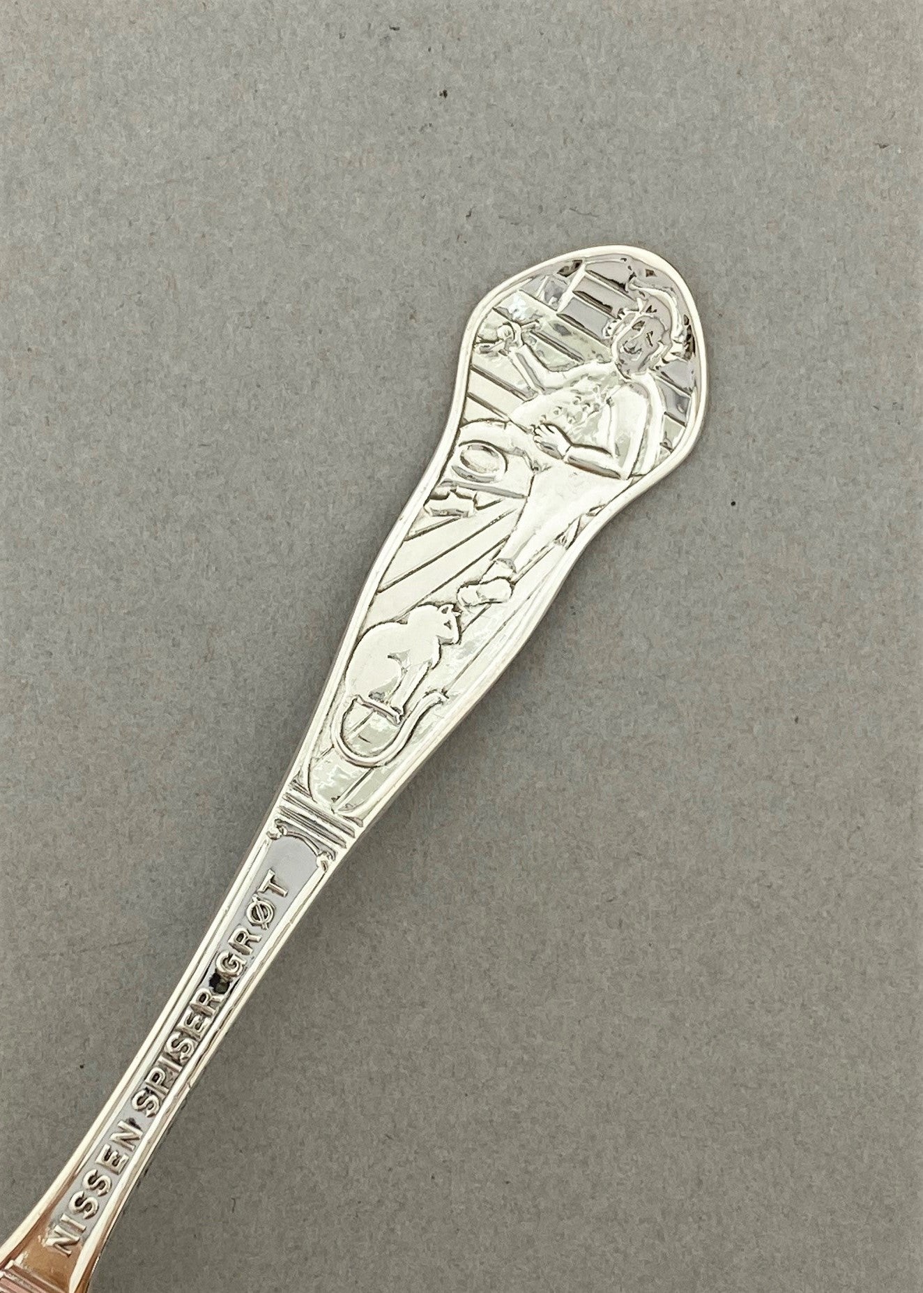 Vintage Santa eats porridge baby spoon