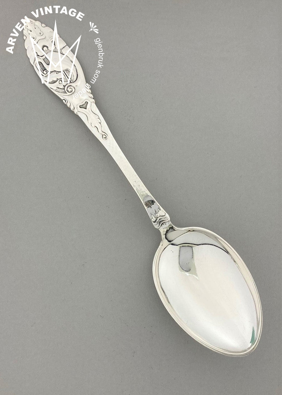 Vintage Ibis small tablespoon with engraving