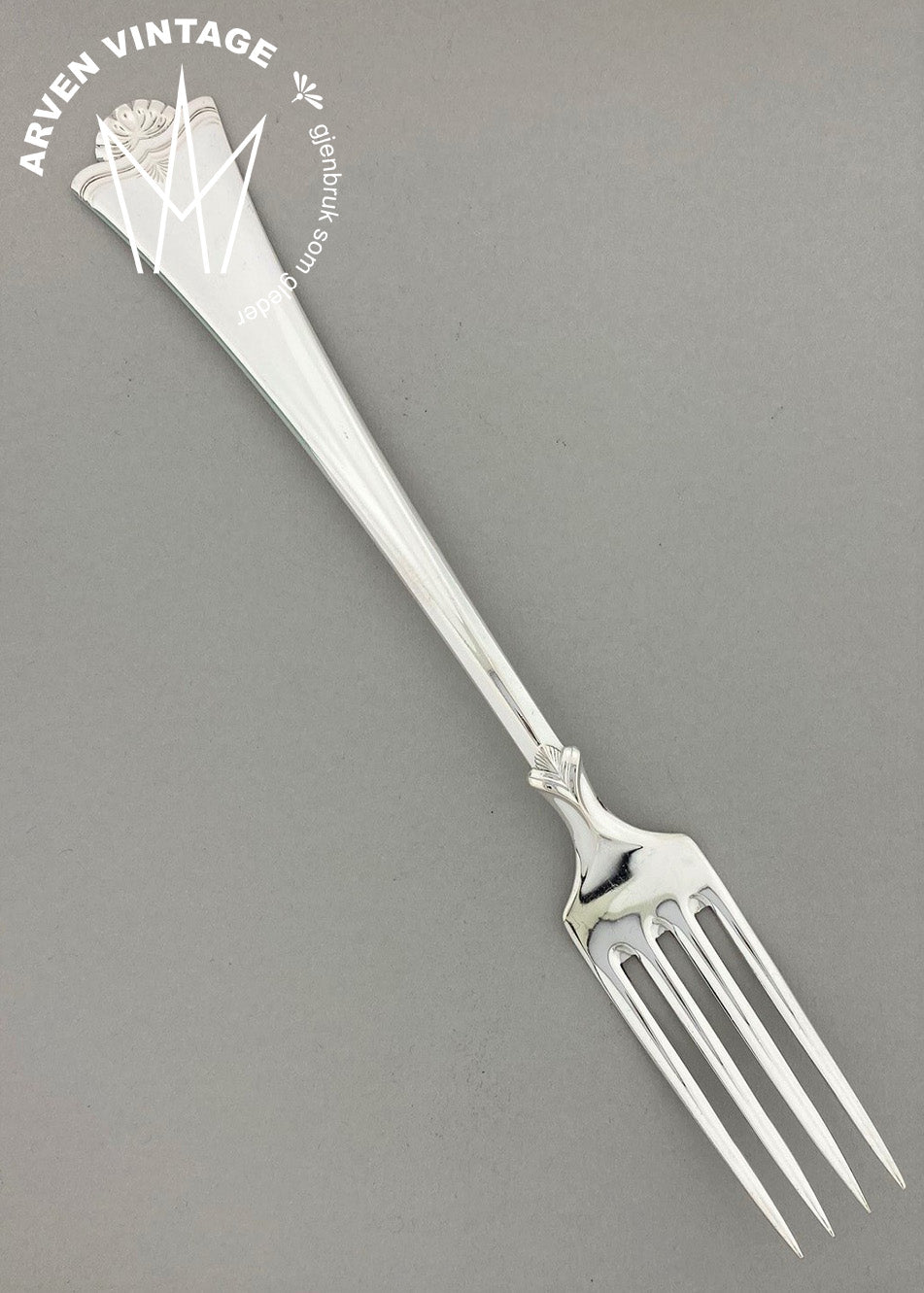Vintage Konval small dining fork with engraving