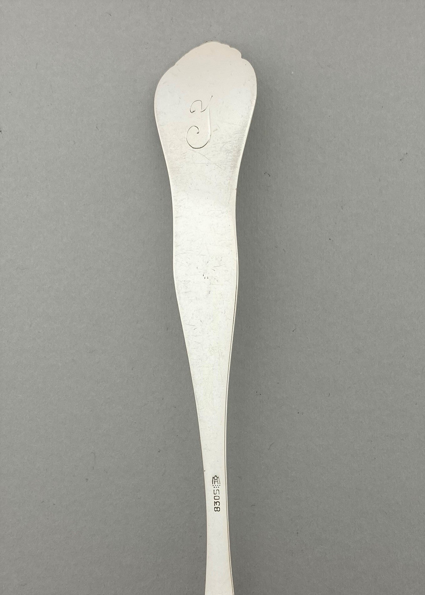 Vintage New shell large dining fork with engraving