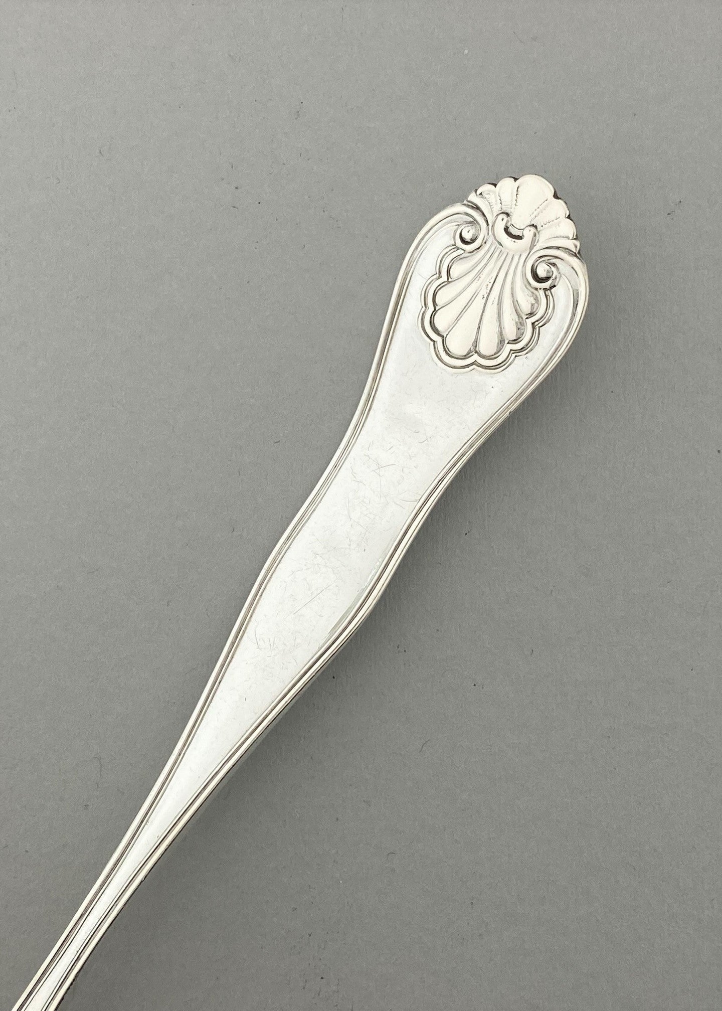 Vintage New shell large dining fork with engraving