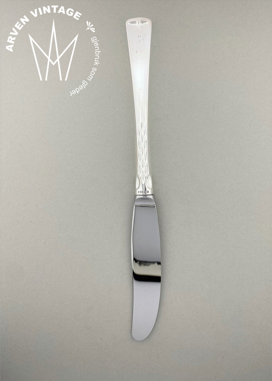 Vintage Silvia liten spisekniv med langt skaft